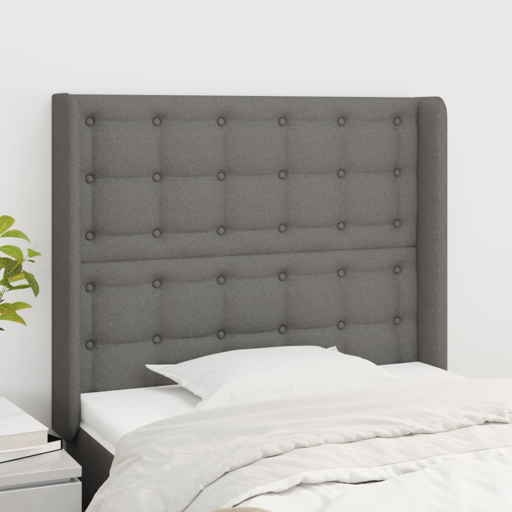 Kopfteil mit Ohren Hellgrau 83x16x78/88 cm Stoff