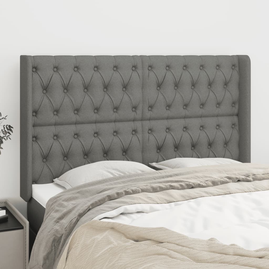 Kopfteil mit Ohren Hellgrau 83x16x78/88 cm Stoff