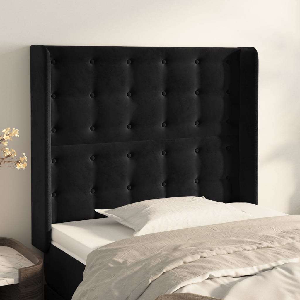 Kopfteil mit Ohren Hellgrau 83x16x78/88 cm Samt