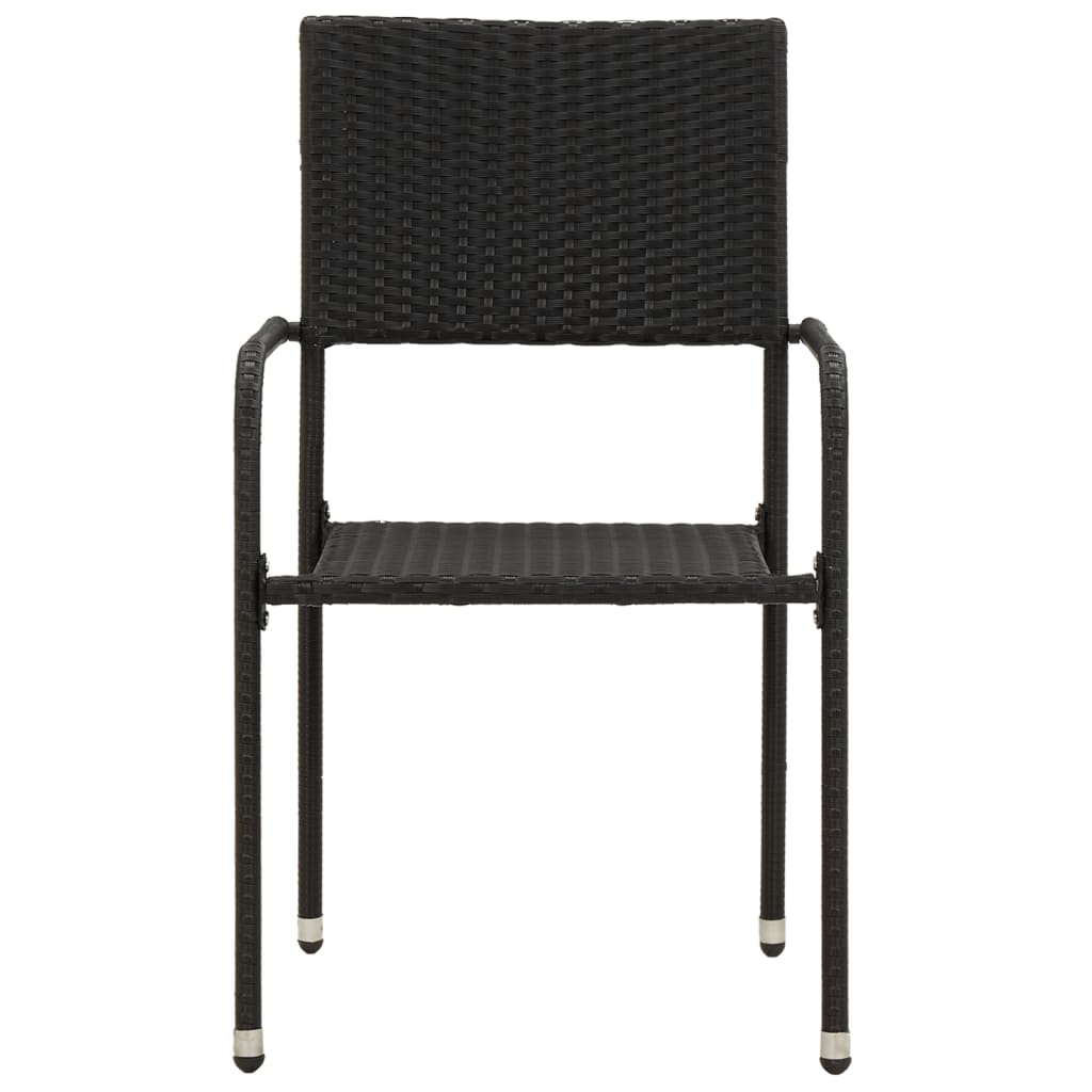 7-tlg. Garten-Essgruppe Poly Rattan Schwarz