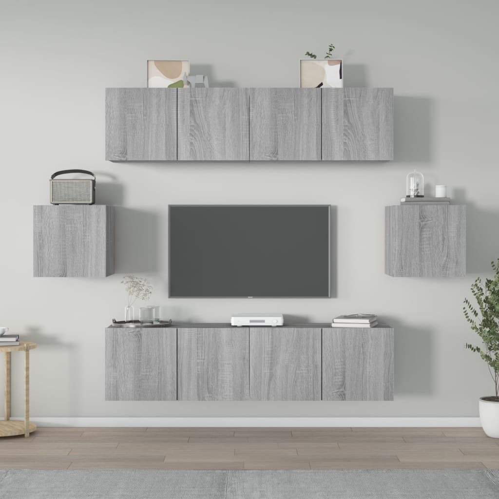 6-tlg. TV-Schrank-Set Weiß Holzwerkstoff