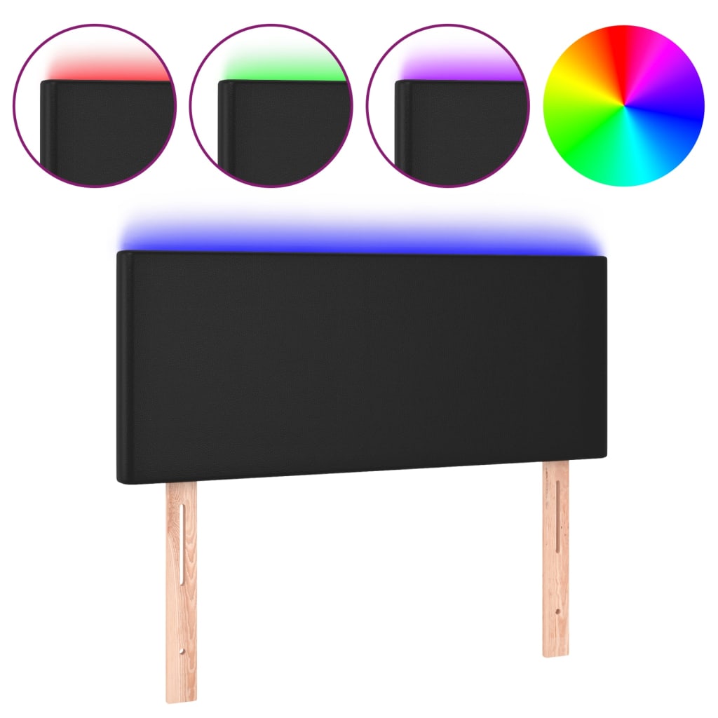 vidaXL LED Kopfteil Schwarz 80x5x78/88 cm Kunstleder
