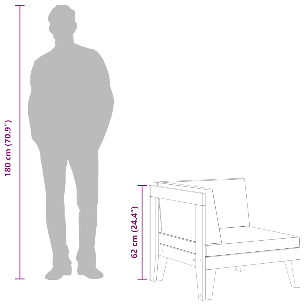 vidaXL 2-tlg. Garten-Lounge-Set mit Auflagen Massivholz Akazie