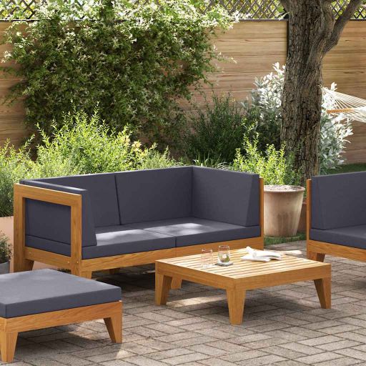 vidaXL 2-tlg. Garten-Lounge-Set mit Auflagen Massivholz Akazie