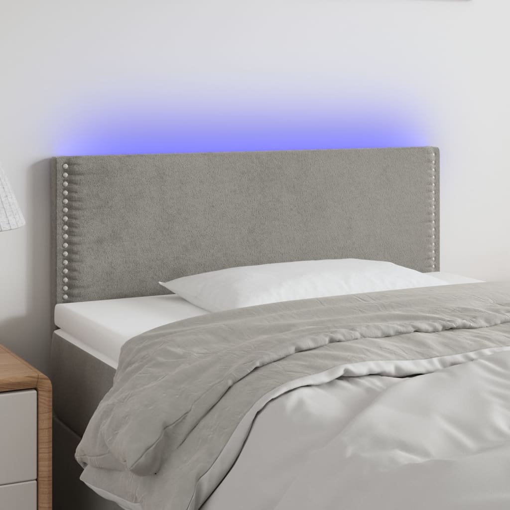 LED Kopfteil Hellgrau 80x5x78/88 cm Samt