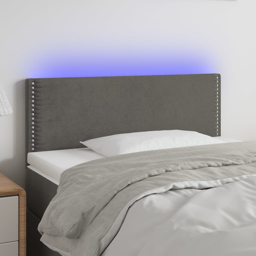LED Kopfteil Hellgrau 80x5x78/88 cm Samt