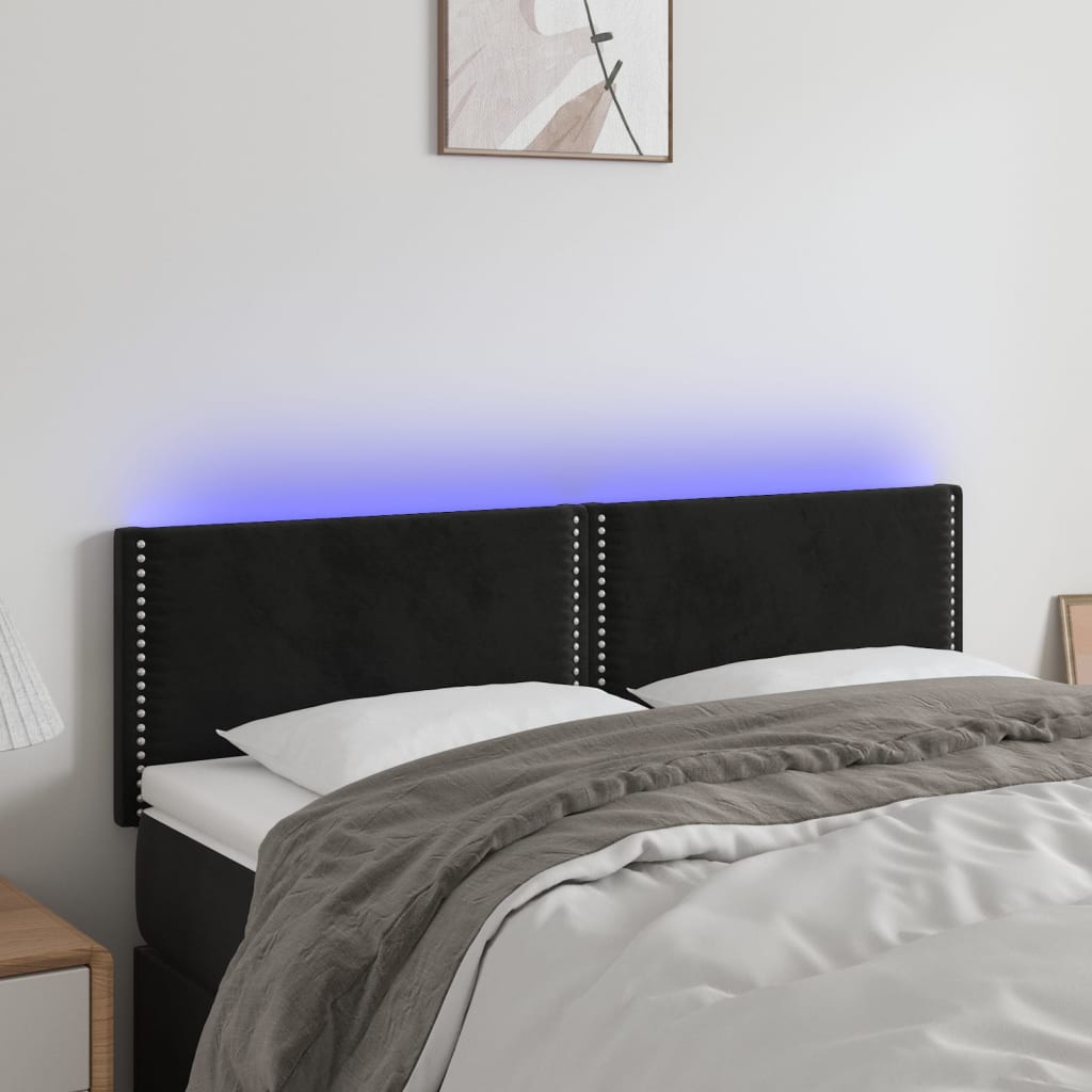 LED Kopfteil Hellgrau 80x5x78/88 cm Samt