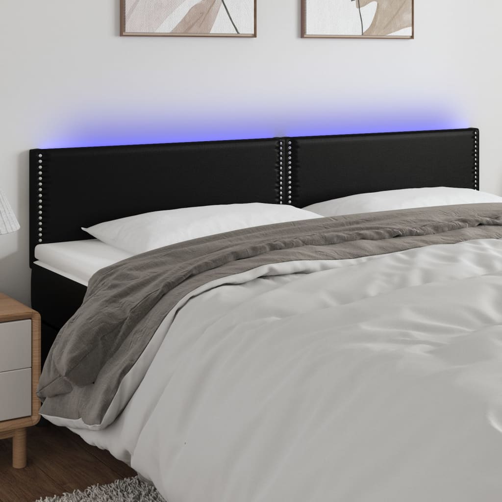 LED Kopfteil Schwarz 80x5x78/88 cm Kunstleder