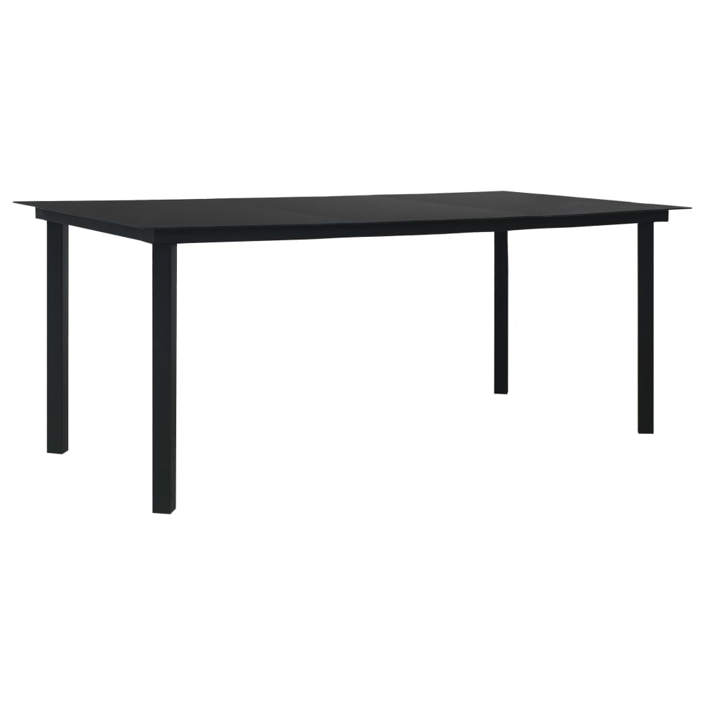 Garten-Esstisch Schwarz 80x80x74 cm Stahl und Glas
