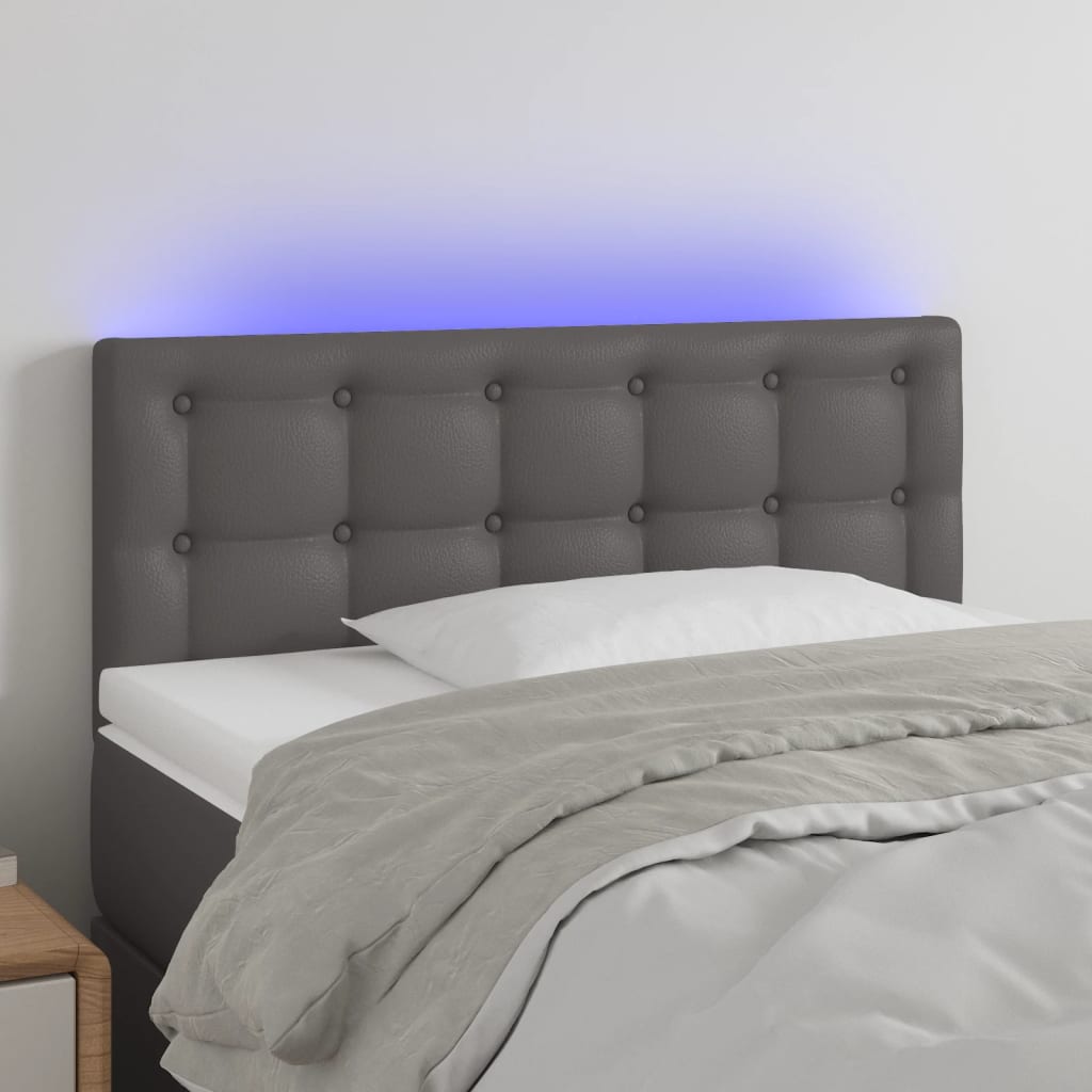LED Kopfteil Schwarz 80x5x78/88 cm Kunstleder