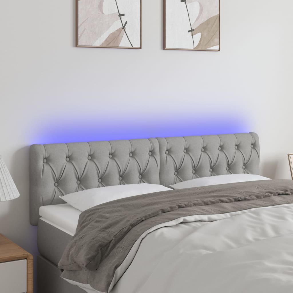 LED Kopfteil Hellgrau 80x7x78/88 cm Stoff