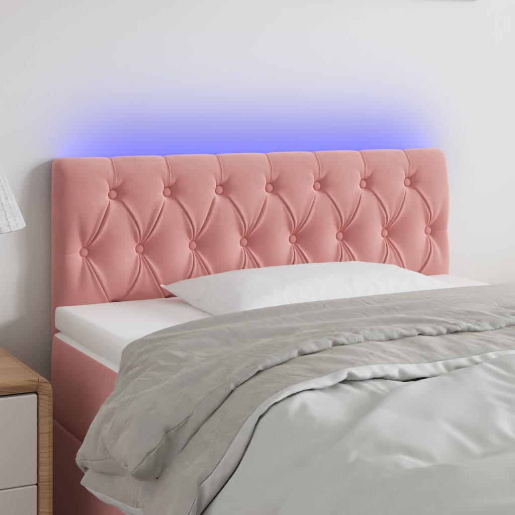 LED Kopfteil Hellgrau 80x7x78/88 cm Samt