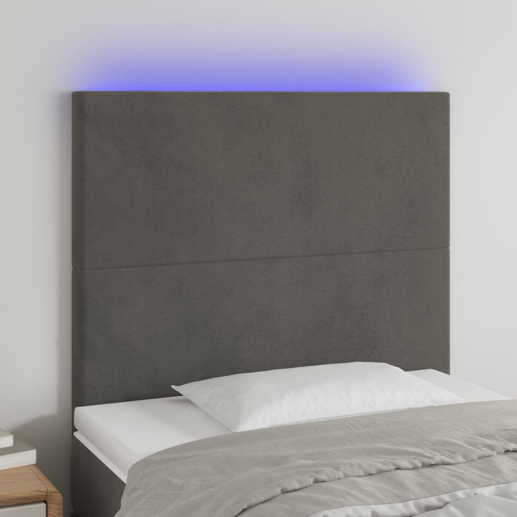 LED Kopfteil Hellgrau 80x5x78/88 cm Samt