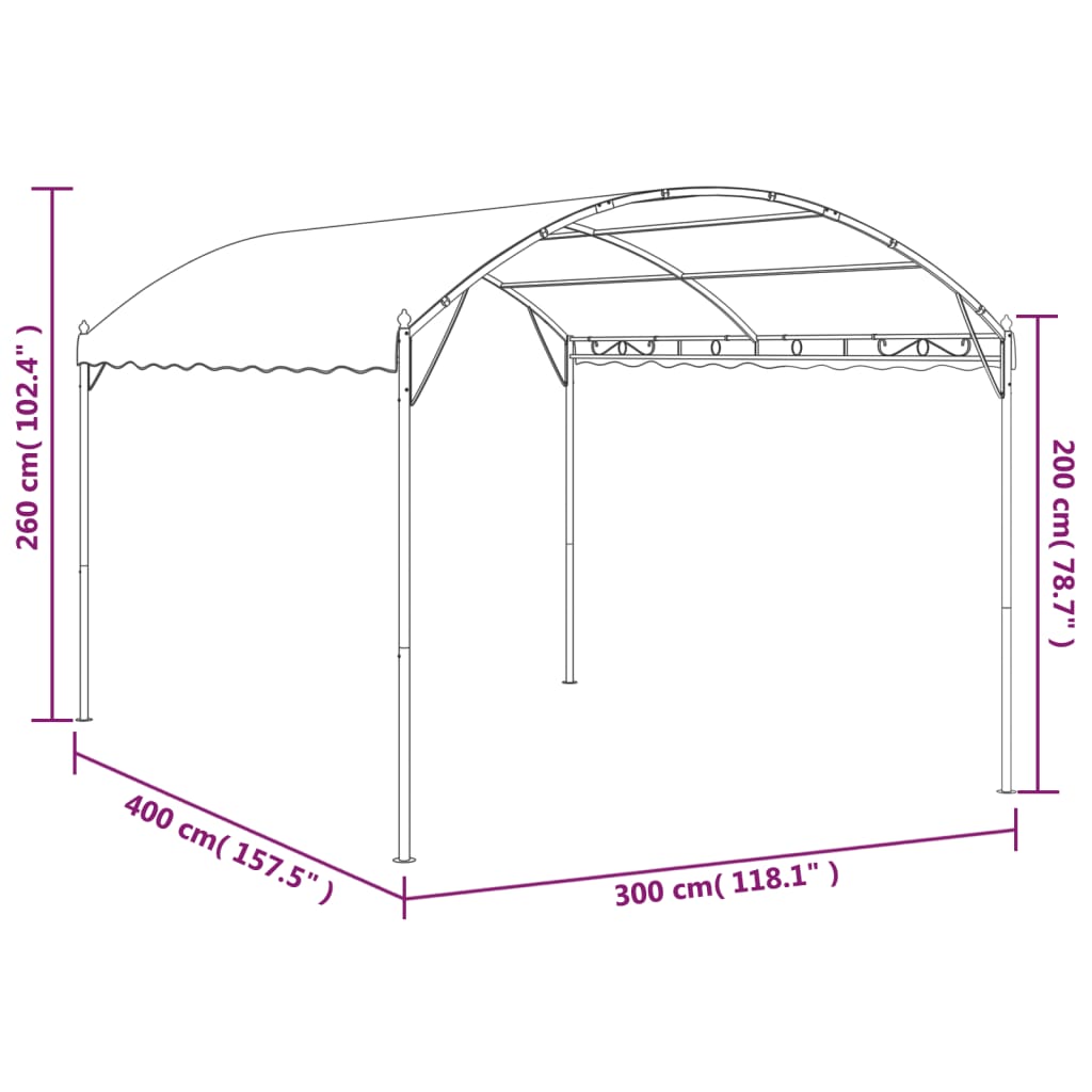 vidaXL Pavillon 4x3x2,6 m Taupe 180 g/m²