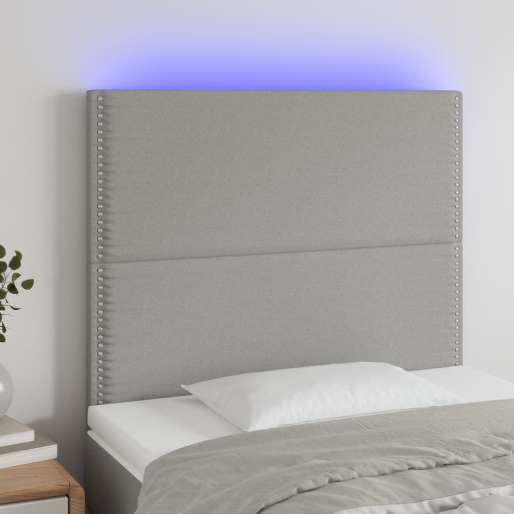 LED Kopfteil Hellgrau 80x5x78/88 cm Stoff