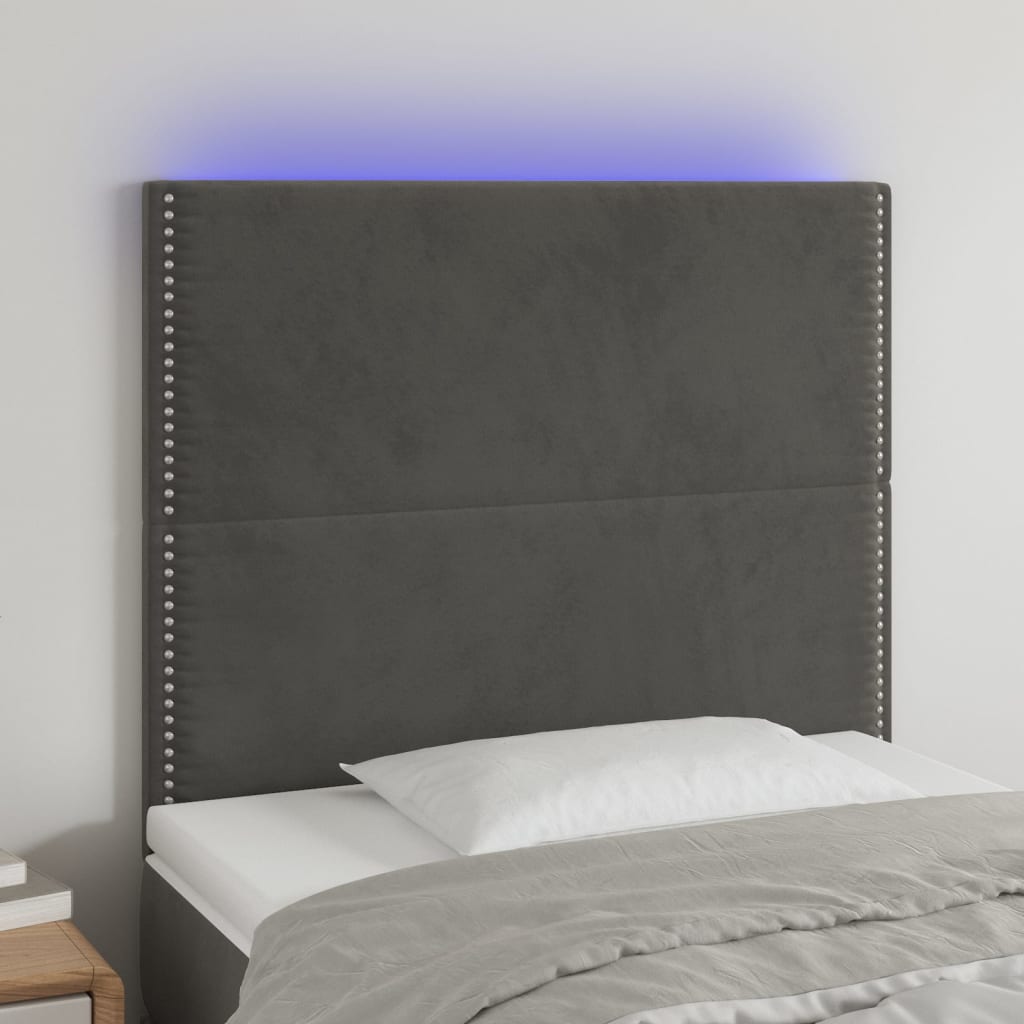LED Kopfteil Hellgrau 80x5x78/88 cm Samt