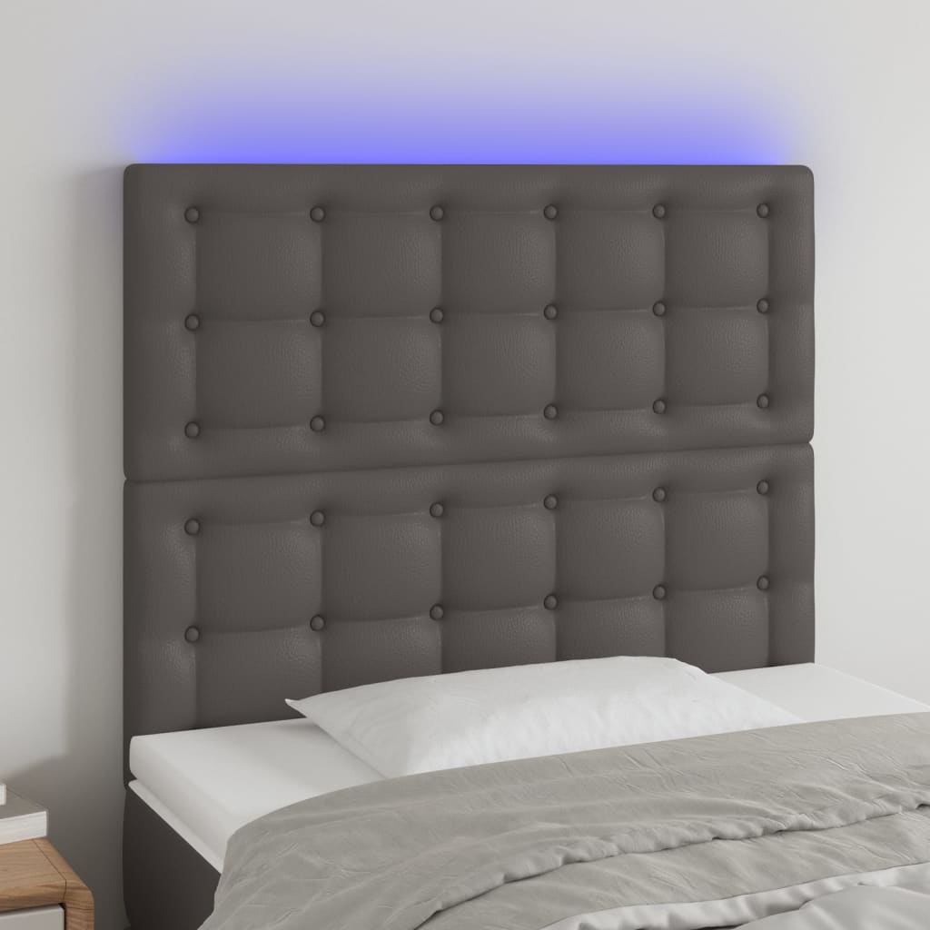 LED Kopfteil Schwarz 80x5x78/88 cm Kunstleder