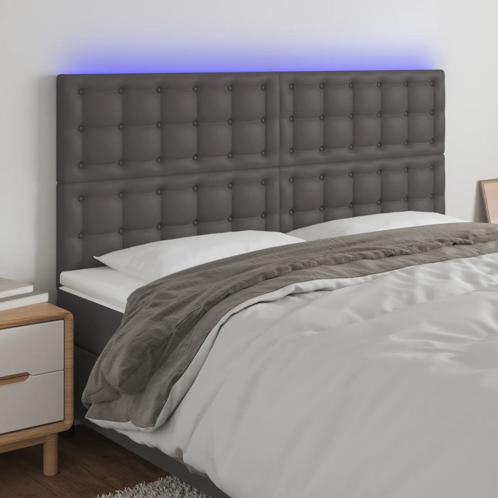 LED Kopfteil Schwarz 80x5x78/88 cm Kunstleder
