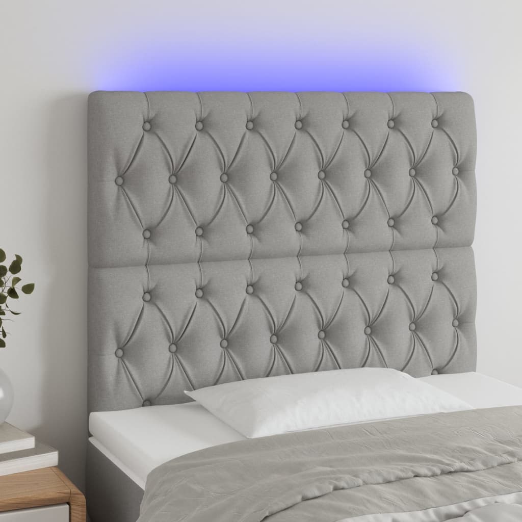 LED Kopfteil Hellgrau 80x7x78/88 cm Stoff