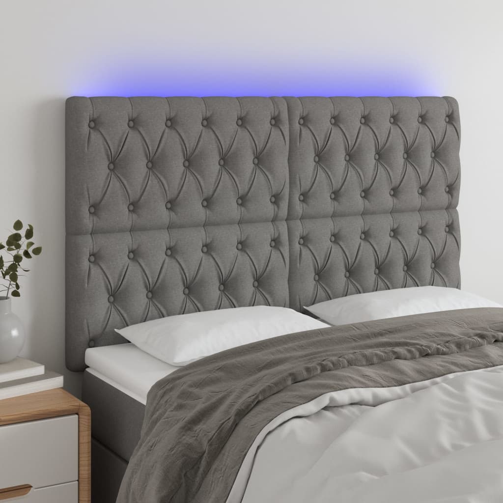 LED Kopfteil Hellgrau 80x7x78/88 cm Stoff