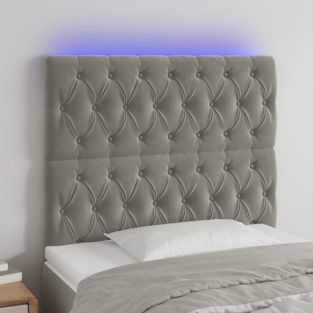 LED Kopfteil Hellgrau 80x7x78/88 cm Samt
