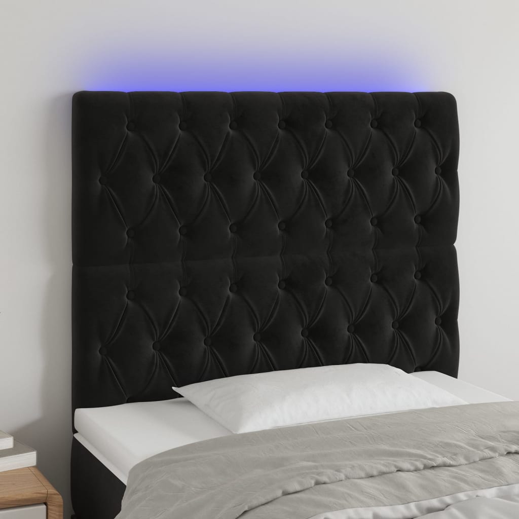 LED Kopfteil Hellgrau 80x7x78/88 cm Samt