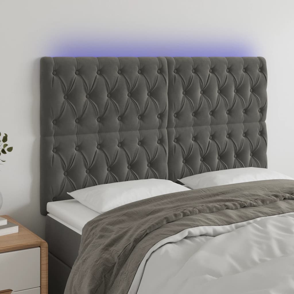 LED Kopfteil Hellgrau 80x7x78/88 cm Samt