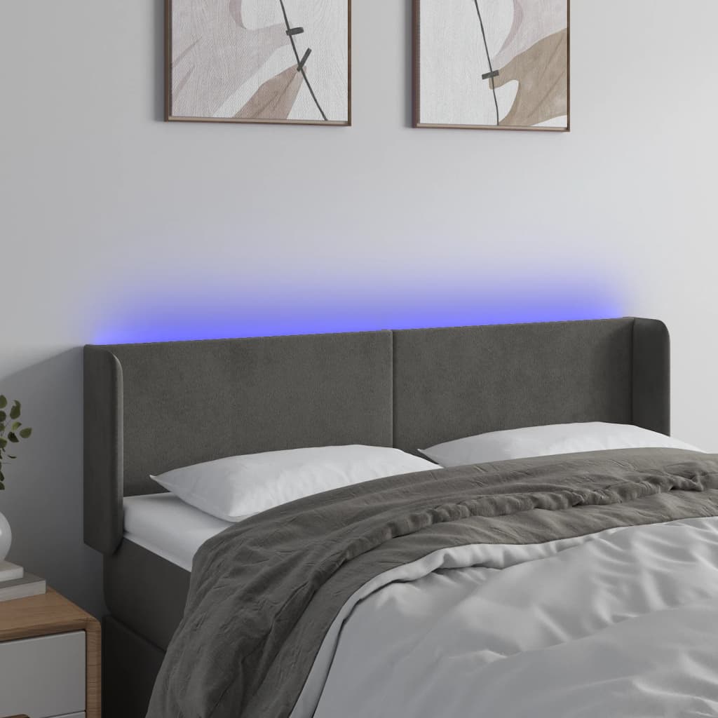 LED Kopfteil Hellgrau 83x16x78/88 cm Samt