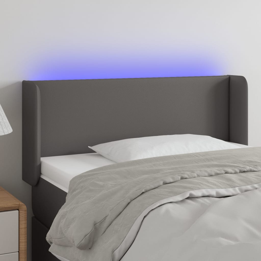 LED Kopfteil Schwarz 83x16x78/88 cm Kunstleder