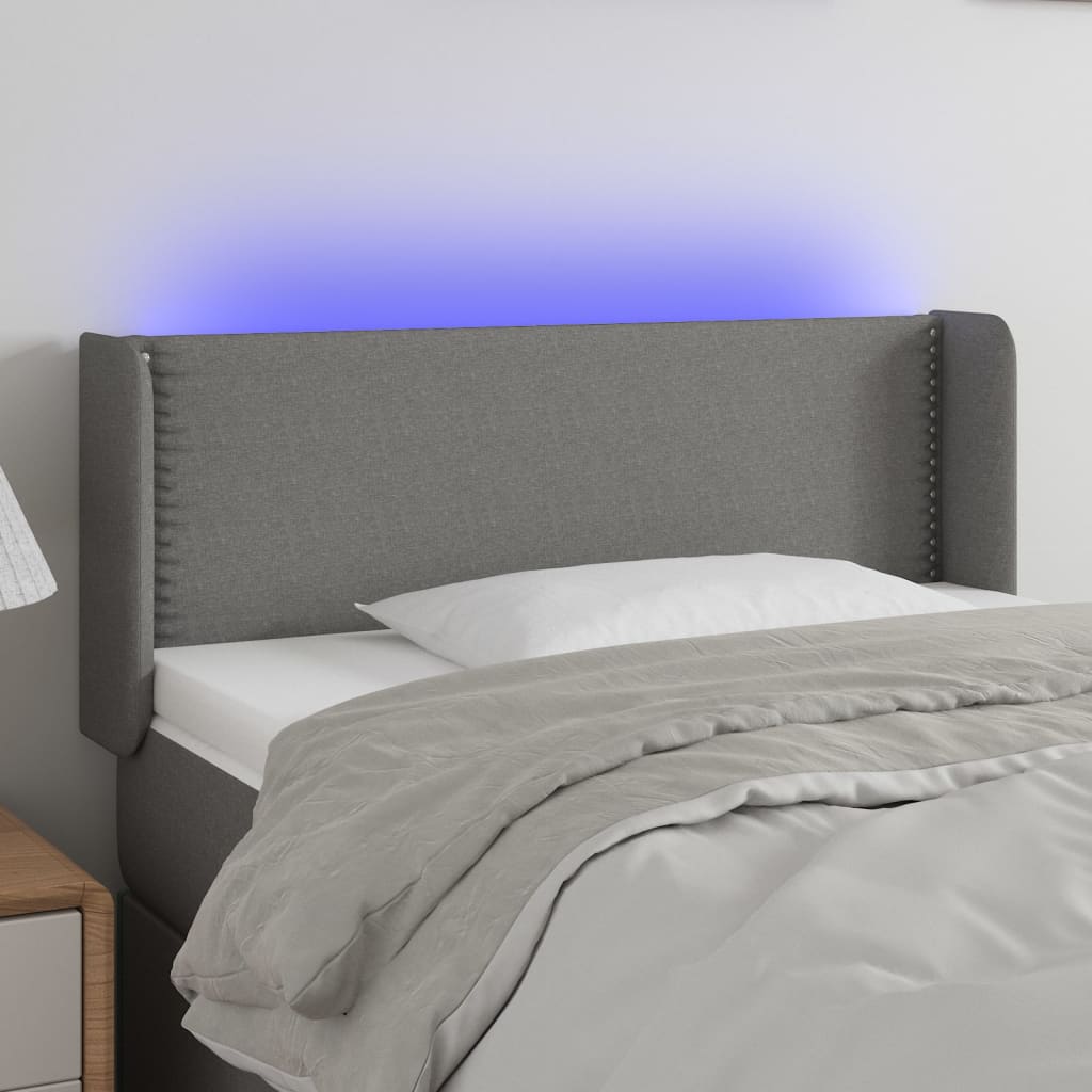 LED Kopfteil Hellgrau 83x16x78/88 cm Stoff