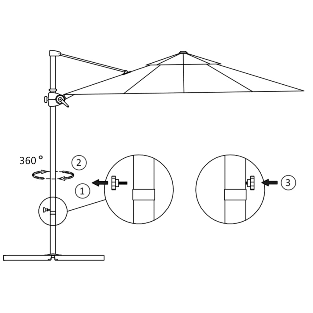 vidaXL Ampelschirm mit Stahl-Mast 250x250 cm Bordeauxrot