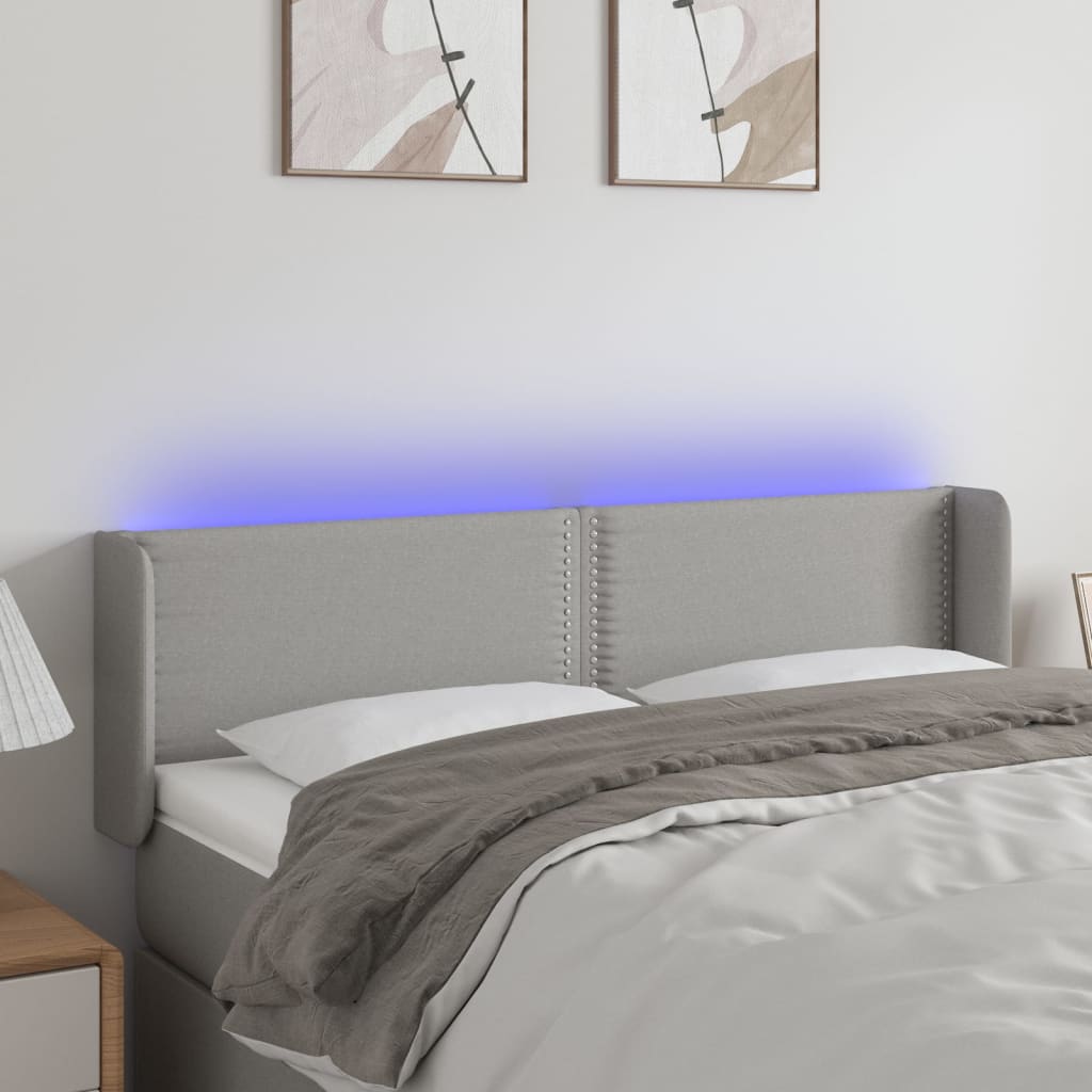 LED Kopfteil Hellgrau 83x16x78/88 cm Stoff