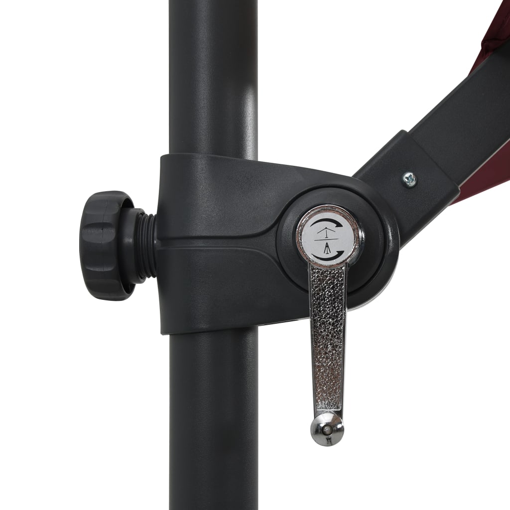 vidaXL Ampelschirm mit LED-Beleuchtung 250x250 cm Bordeauxrot