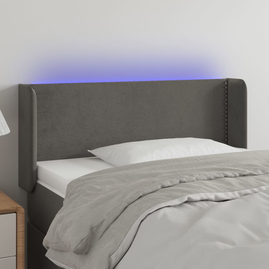 LED Kopfteil Hellgrau 83x16x78/88 cm Samt