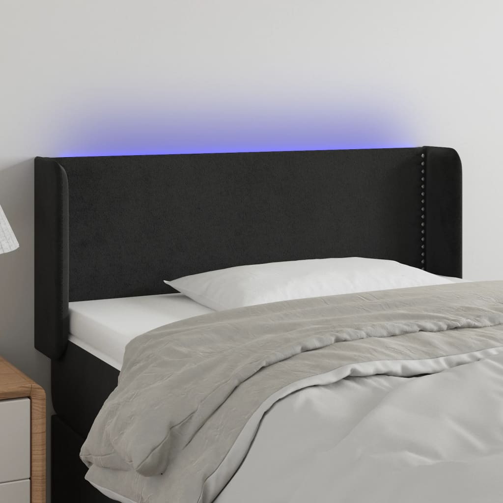 LED Kopfteil Hellgrau 83x16x78/88 cm Samt
