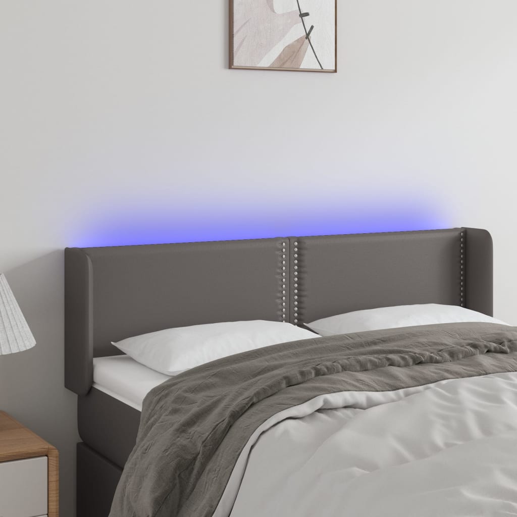 LED Kopfteil Schwarz 83x16x78/88 cm Kunstleder