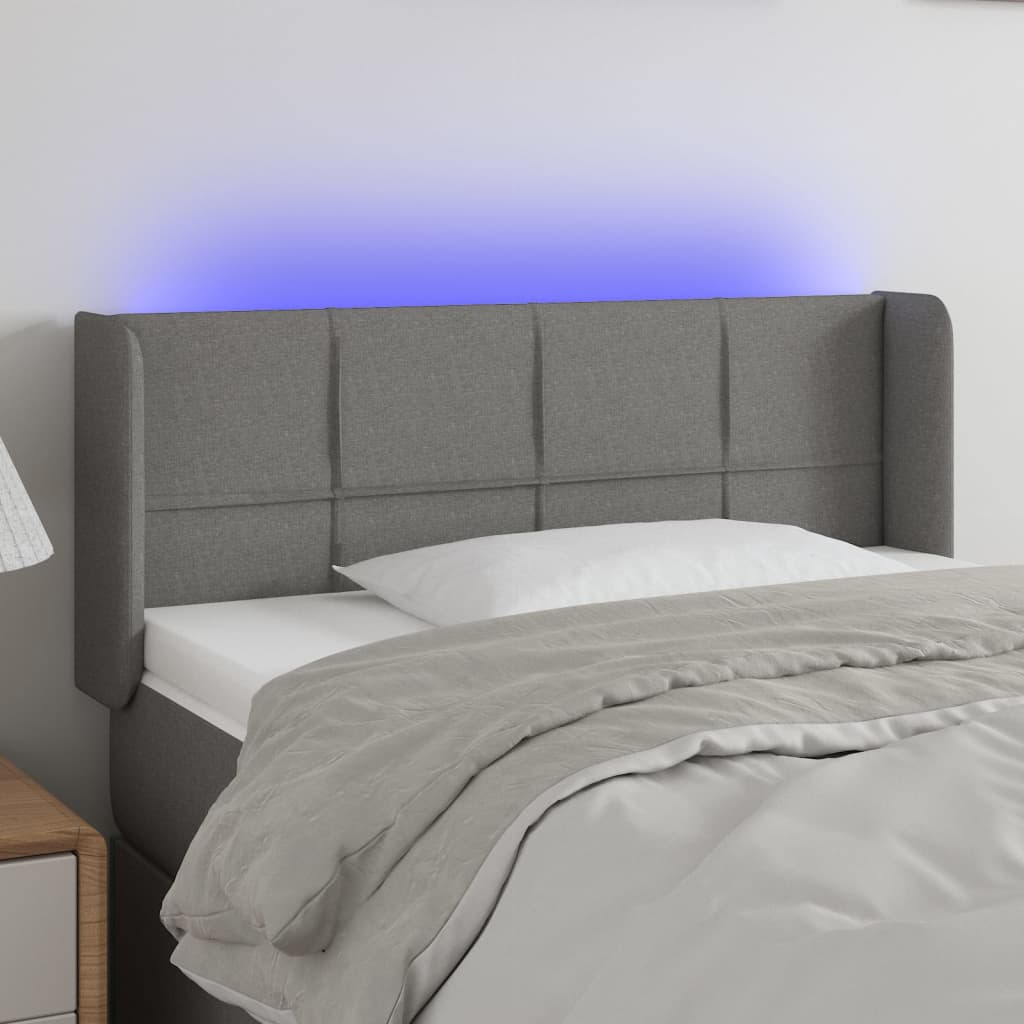 LED Kopfteil Hellgrau 83x16x78/88 cm Stoff