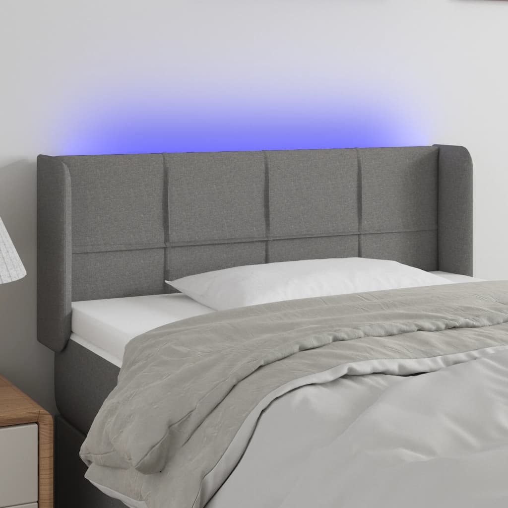 LED Kopfteil Hellgrau 83x16x78/88 cm Stoff