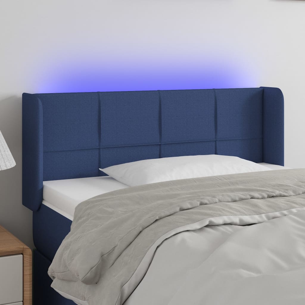 LED Kopfteil Hellgrau 83x16x78/88 cm Stoff