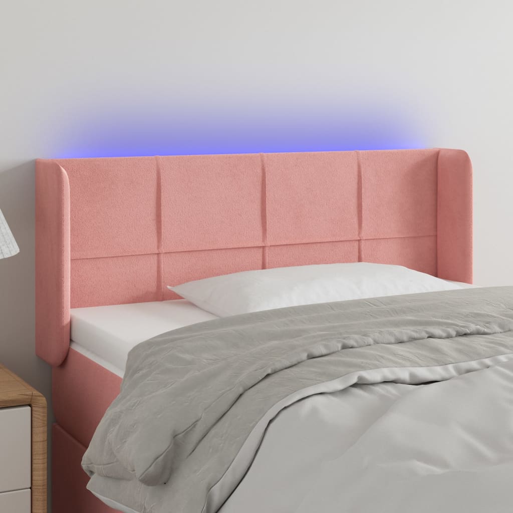 LED Kopfteil Hellgrau 83x16x78/88 cm Samt