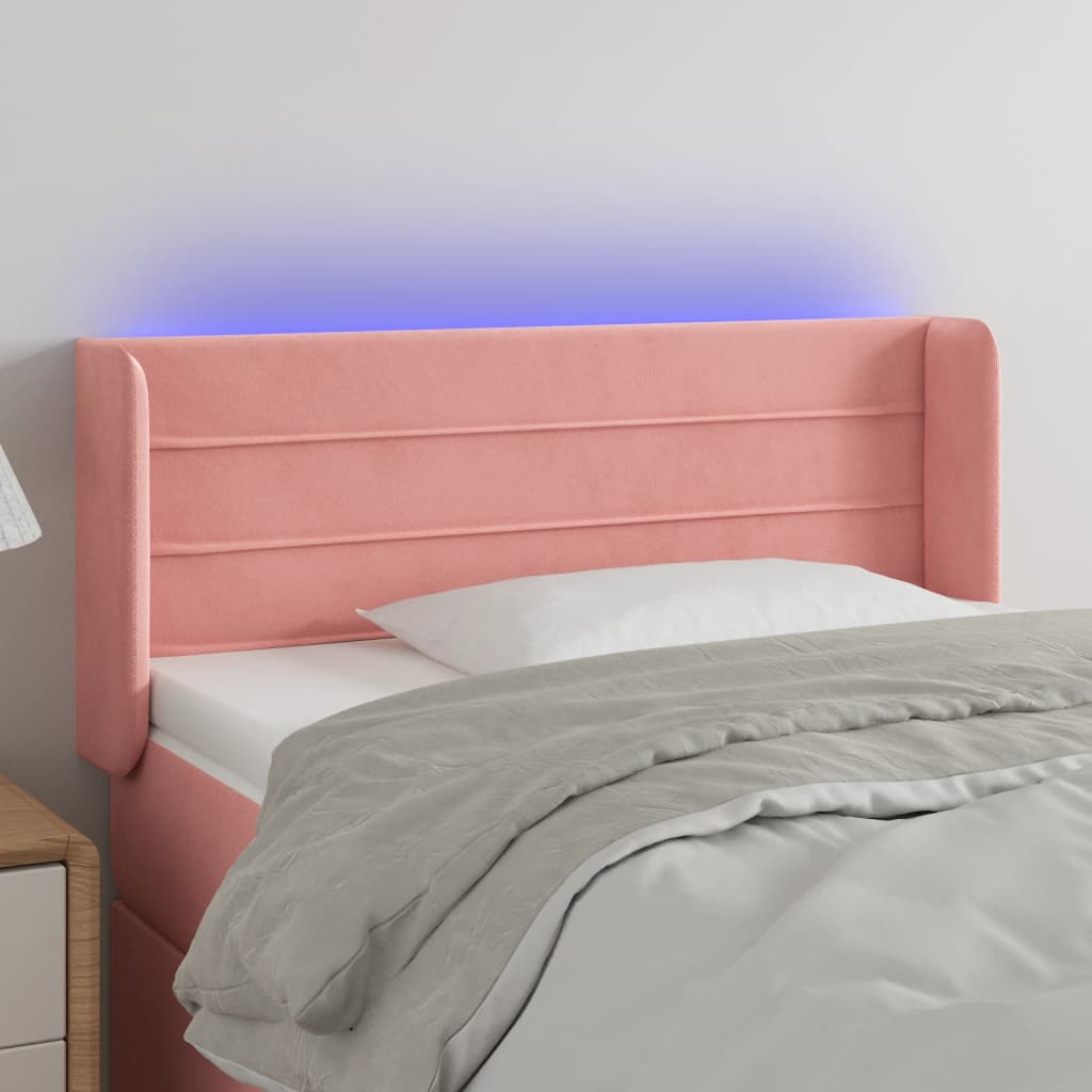 LED Kopfteil Hellgrau 83x16x78/88 cm Samt