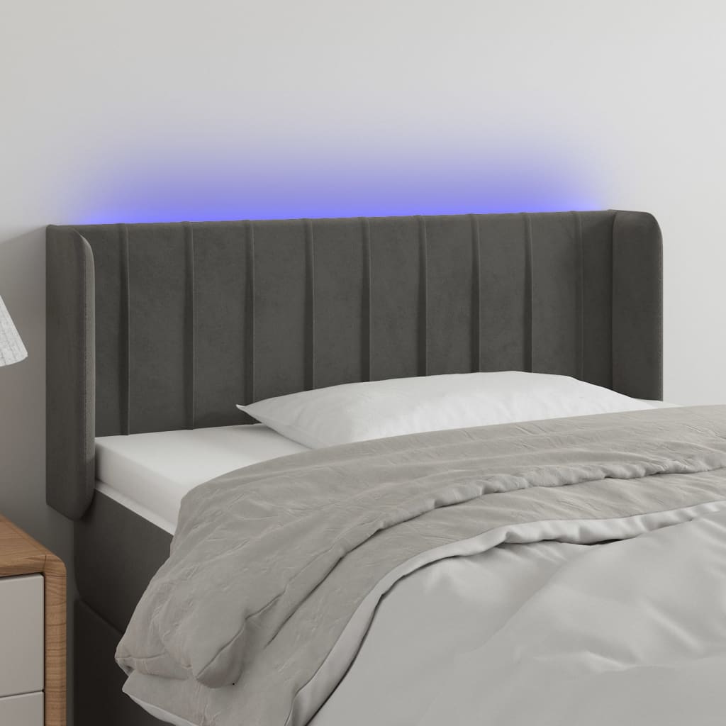 LED Kopfteil Hellgrau 83x16x78/88 cm Samt