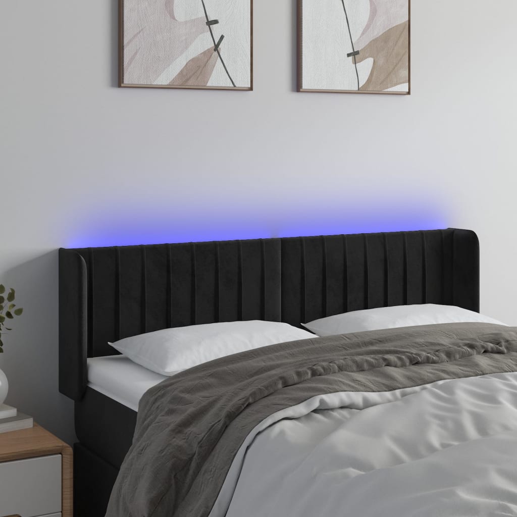 LED Kopfteil Hellgrau 83x16x78/88 cm Samt
