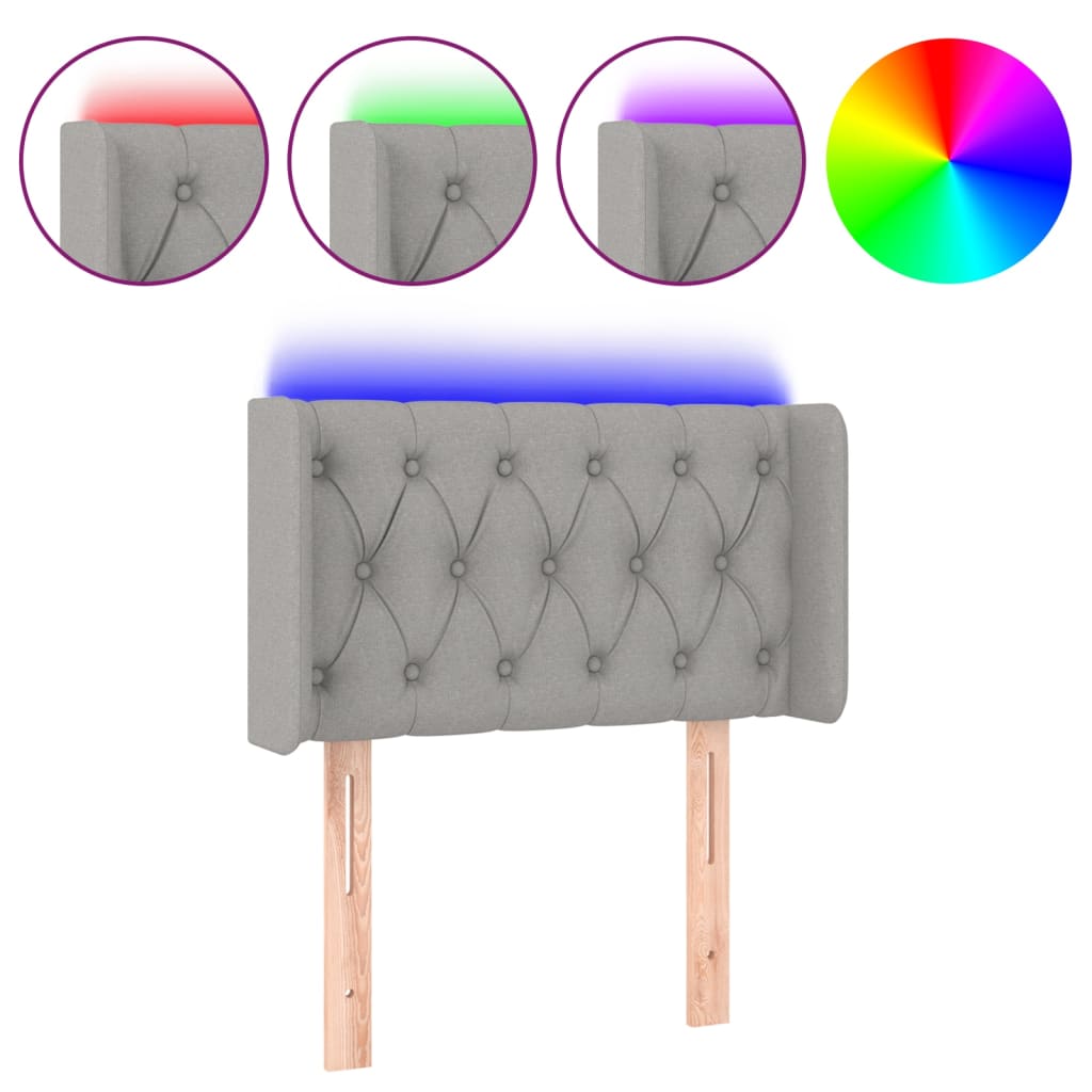 vidaXL LED Kopfteil Hellgrau 83x16x78/88 cm Stoff