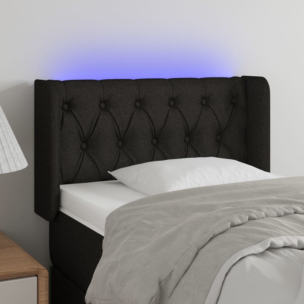 LED Kopfteil Hellgrau 83x16x78/88 cm Stoff