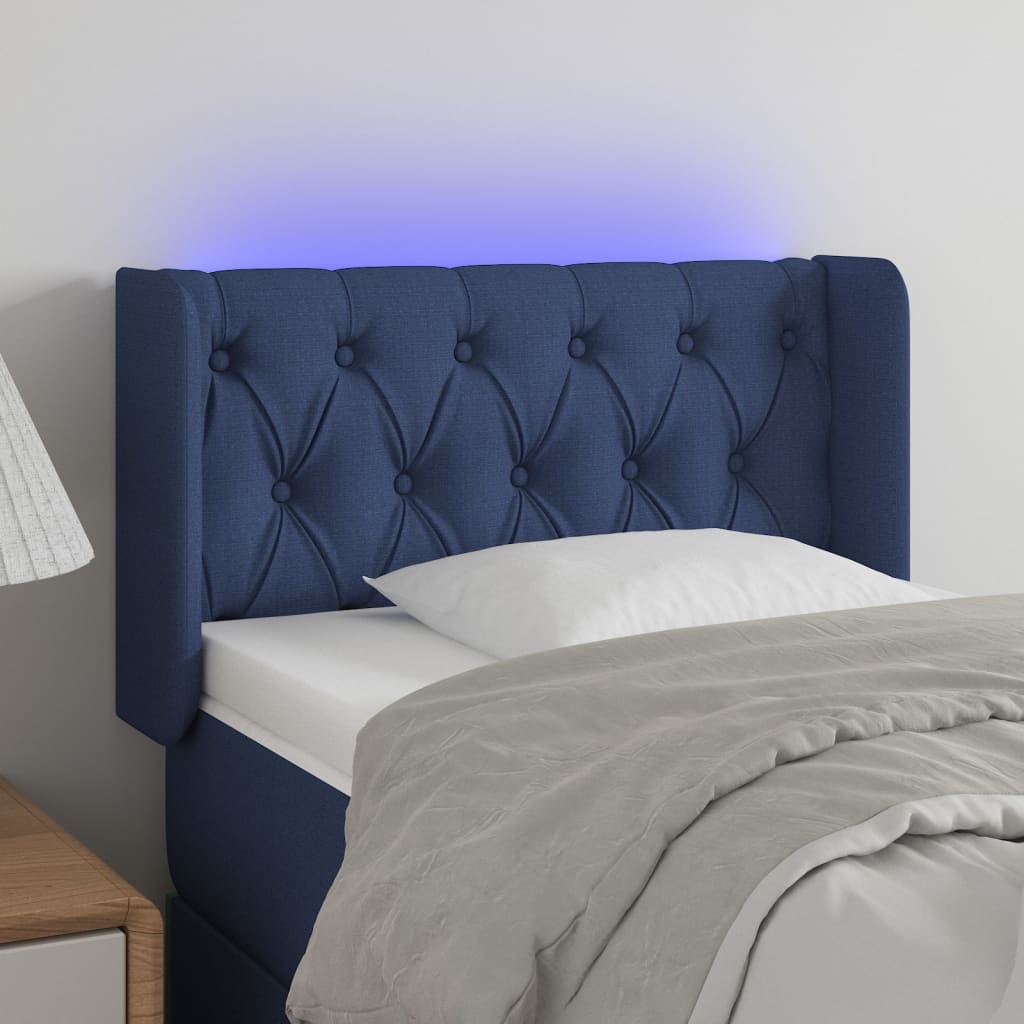 LED Kopfteil Hellgrau 83x16x78/88 cm Stoff