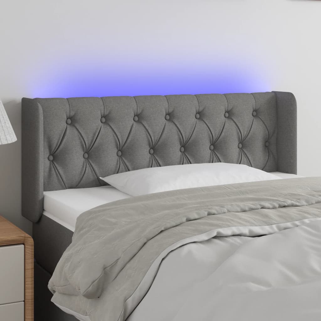 LED Kopfteil Hellgrau 83x16x78/88 cm Stoff