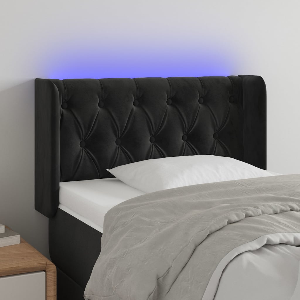 LED Kopfteil Hellgrau 83x16x78/88 cm Samt