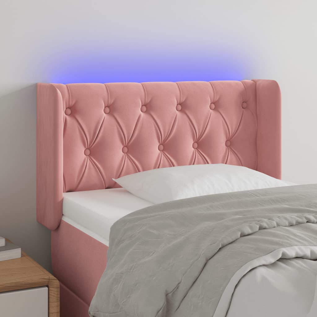 LED Kopfteil Hellgrau 83x16x78/88 cm Samt