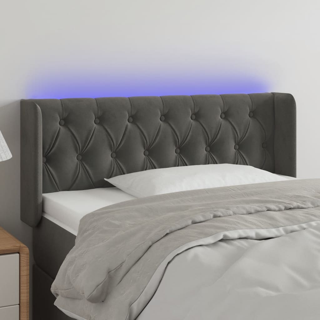 LED Kopfteil Hellgrau 83x16x78/88 cm Samt
